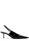 Saint Laurent Hermione Leather Kitten Slingback Pumps In Black