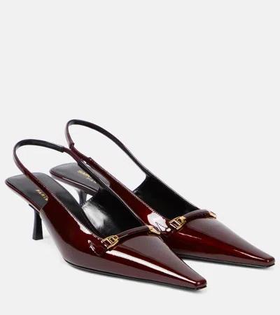 Saint Laurent Carine 55 Patent Leather Slingback Pumps In Red