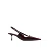 Saint Laurent Hermione Leather Kitten Slingback Pumps In Red