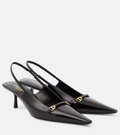 SAINT LAURENT CARINE PATENT LEATHER SLINGBACK PUMPS