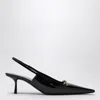 Saint Laurent Hermione Leather Kitten Slingback Pumps In Black
