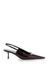 Saint Laurent Hermione Leather Kitten Slingback Pumps In Bordeaux