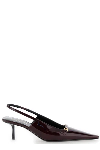 Saint Laurent Carine Slingback Pumps In Maroon