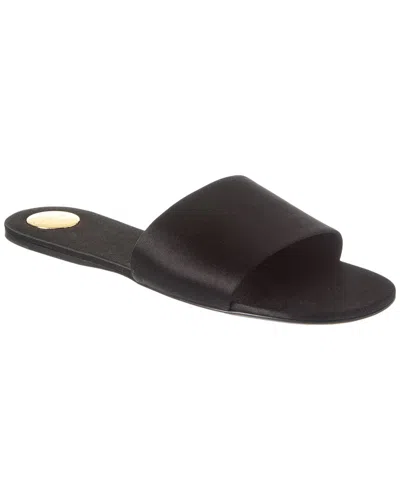 Saint Laurent Carlyle Satin Flat Sandal In Black