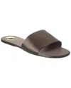 Saint Laurent Carlyle Leather Flat Slide Sandals In Brown