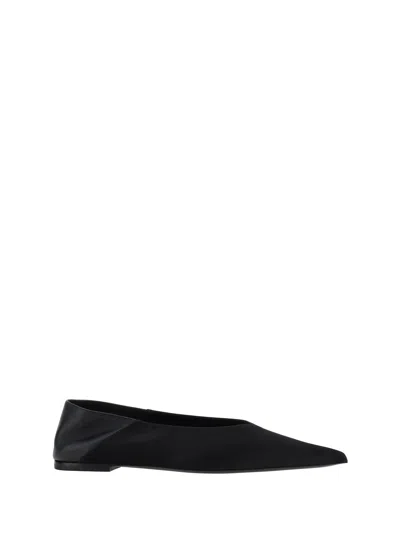 Saint Laurent Carolyn Vamp Slippers In Black