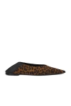 Saint Laurent Brown Ballerinas With Leopard Motif And Foldable Buttress In Fabric Woman In Manto Naturale & Nero