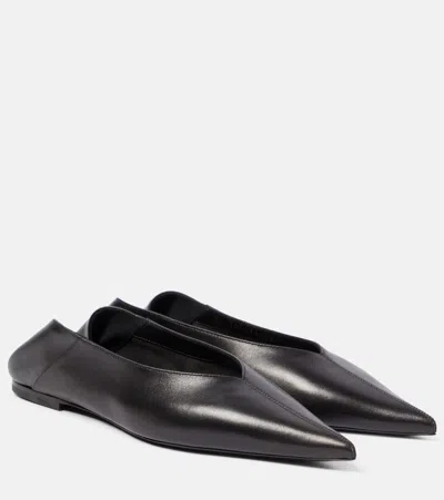 SAINT LAURENT CAROLYN LEATHER BALLET FLATS