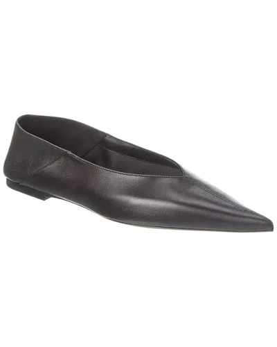 Saint Laurent Carolyn Leather Flat In Black