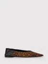Saint Laurent Brown Ballerinas With Leopard Motif And Foldable Buttress In Fabric Woman