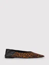 Saint Laurent Brown Ballerinas With Leopard Motif And Foldable Buttress In Fabric Woman In Animal Print