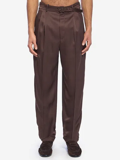 Saint Laurent Carotte Pants In Brown