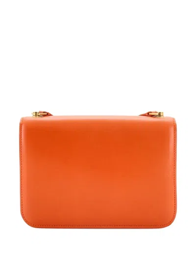 Pre-owned Saint Laurent Carre Satchel Leather Medium Crossbody Bag In Orange