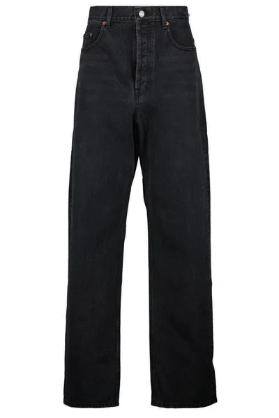 Saint Laurent Carrot-fit High Waist Jeans In Black