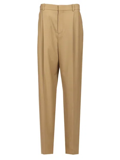 Saint Laurent Carrot-fit Trousers Beige In Gingember