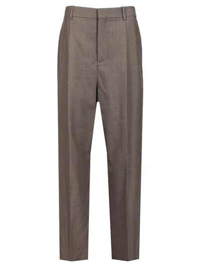 Saint Laurent Carrot-fit Trousers Brown