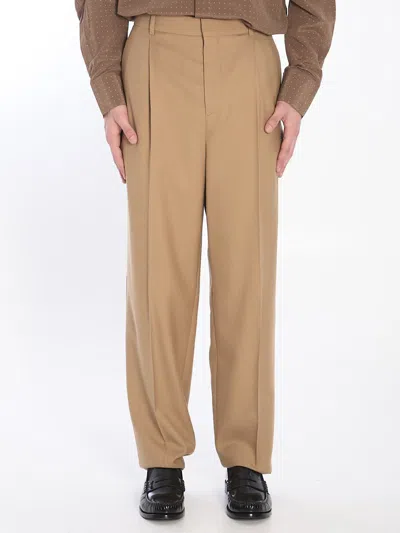Saint Laurent Carrot-fit Trousers In Green