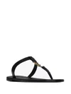 Saint Laurent Cassandre Logo-plaque Leather Sandals In Black