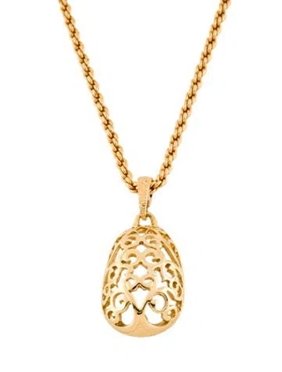 Pre-owned Saint Laurent Carved Pendant Necklace, 20.5" In Multi