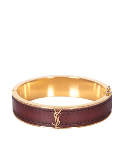 Saint Laurent Casandre Brown/gold Bracelet In Metallic