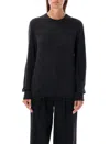 Saint Laurent Cashmere Silk Blend Crewneck Sweater In Noir