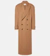Saint Laurent Cashmere And Wool Coat In Brown