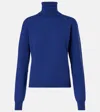 Saint Laurent Cashmere And Wool Turtleneck Sweater In Blue