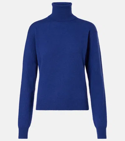 Saint Laurent Cashmere And Wool Turtleneck Sweater In Blue