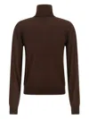 Saint Laurent Cashmere And Wool Turtleneck Sweater In Brown