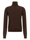 Saint Laurent Cashmere And Wool Turtleneck Sweater In Brown