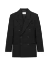 Saint Laurent Wool Double-breasted Coat In Black