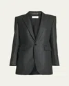Saint Laurent Cashmere-blend Tailored Blazer Jacket In Anthrblk