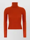 Saint Laurent Cashmere Blend Turtleneck Fitted Sweater In Red