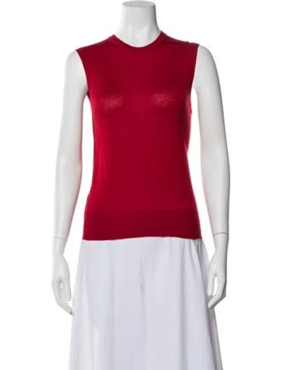 Pre-owned Saint Laurent Cashmere Crew Neck Sweater In Red