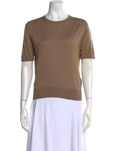 Pre-owned Saint Laurent Cashmere Crew Neck T-shirt W/ Tags In Brown
