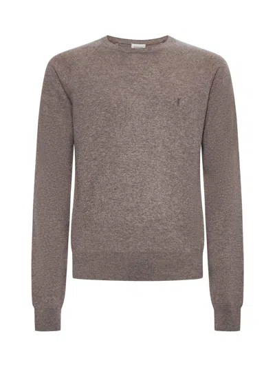 Saint Laurent Cashmere Crewneck Jumper In Grey