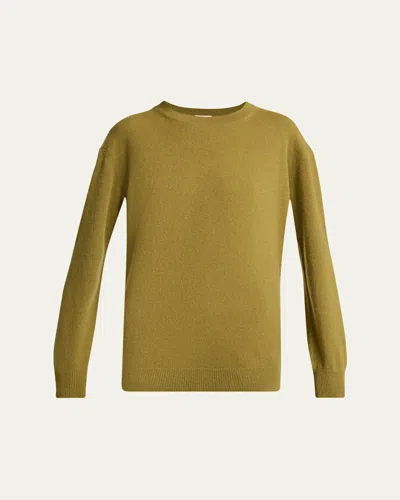 Saint Laurent Cashmere Crewneck Sweater In Green