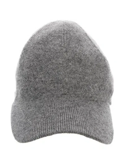 Pre-owned Saint Laurent Cashmere Embroidered Cap W/tags In Gray