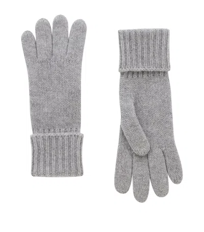 Saint Laurent Cashmere Folded Gloves In Grey