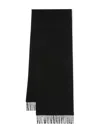 Saint Laurent Fringed Cashmere Rectangle Scarf With Soft Texture In Black