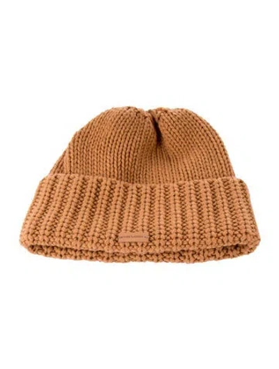 Pre-owned Saint Laurent Cashmere Knitted Beanie In Brown