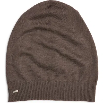 Saint Laurent Cashmere Logo Beanie In Brown