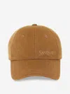 Saint Laurent Cashmere Logo Cap In Brown