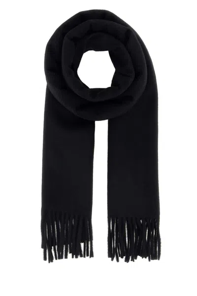 Saint Laurent Cashmere Logo Scarf With Cassandre Motif In Black