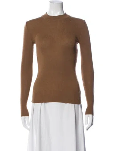 Pre-owned Saint Laurent Cashmere Mock Neck Sweater In Brown