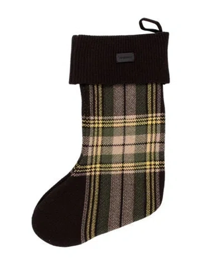 Pre-owned Saint Laurent Cashmere Plaid Stocking In Brown