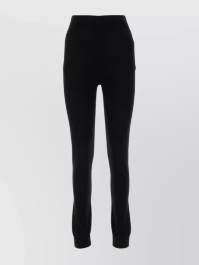 Saint Laurent Black High-waisted Leggings With Pockets In Cashmere Woman