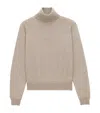 Saint Laurent Cashmere Rollneck Sweater In Beige