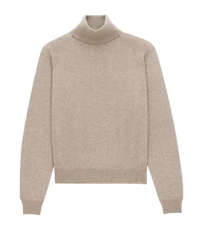 Saint Laurent Cashmere Rollneck Sweater In Beige