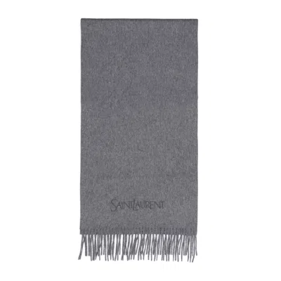 Saint Laurent Cashmere Scarf In Gray